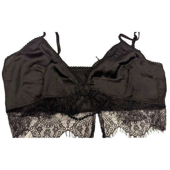 Nasty Gal Black bralette Sz‎ 14 Casual unlined satin and lace Sexy - Picture 1 of 6